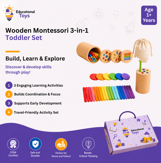Wooden Montessori 3-in-1 Toddler Set