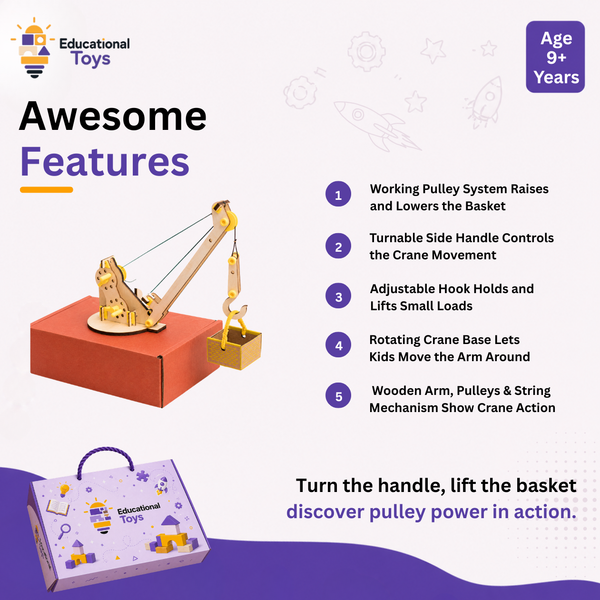 Wooden Pulley Crane Building Kit