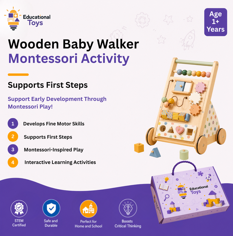 Wooden Montessori Activity Walker