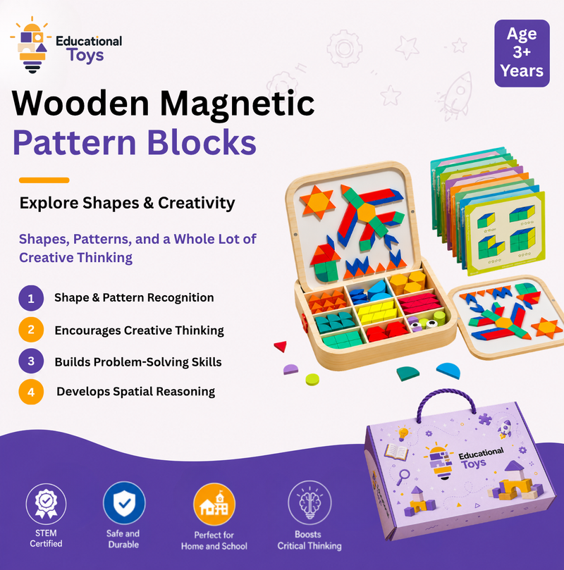 Magnetic Wooden Pattern Blocks & Cards