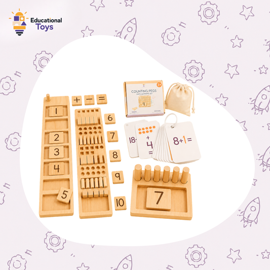Wooden Math Counting Pegs & Flash Cards