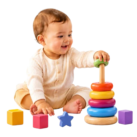 Child playing with educational toys