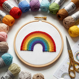 Punch Needle Kit for Kids Ages 7–12 - Complete Beginner Craft Set with 2 Pre-Printed Fabrics, Hoop & Threads, Craft Kits and Decoration